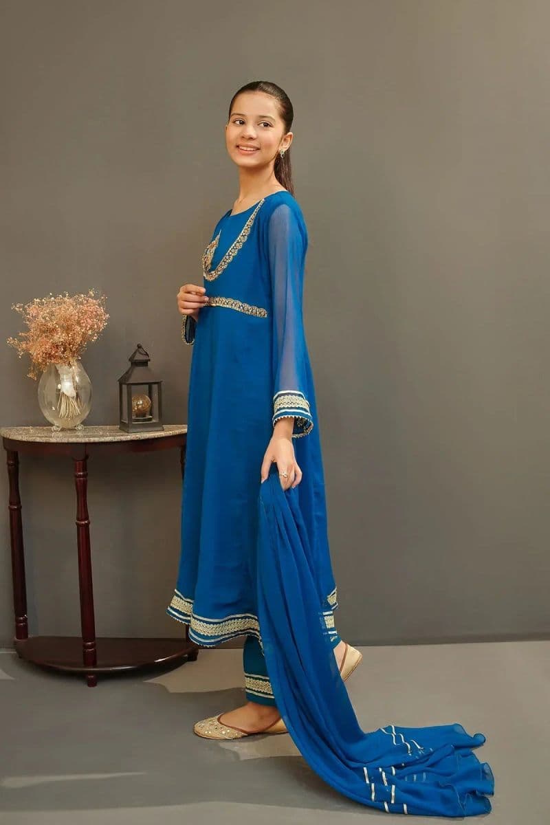 Chiffon Hand Adda Work 3 Pc Suit