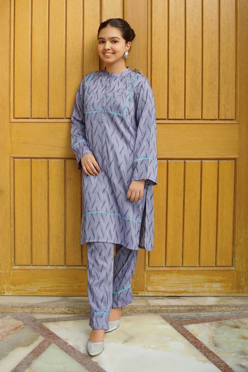 Chambray Cotton Embellished 2 Pc Suit thumbnail