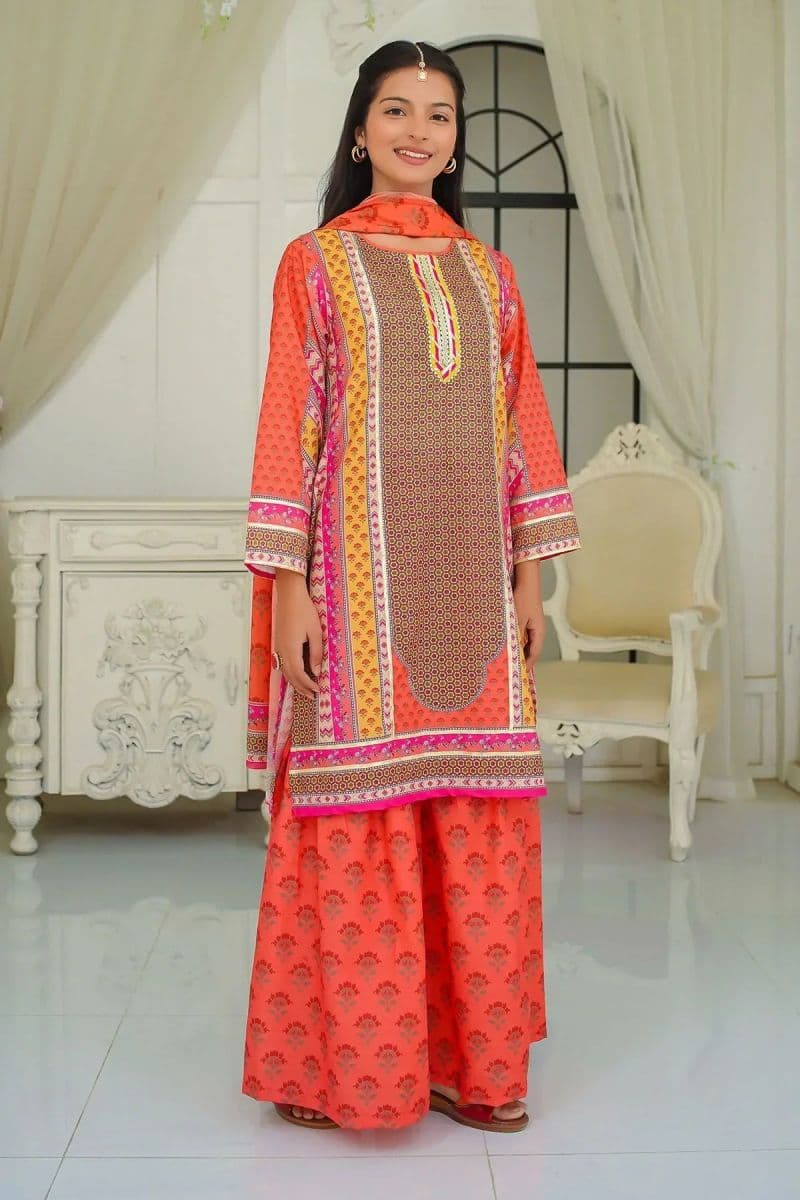 Poly Lawn Digital Printed 3 Pc Suit thumbnail