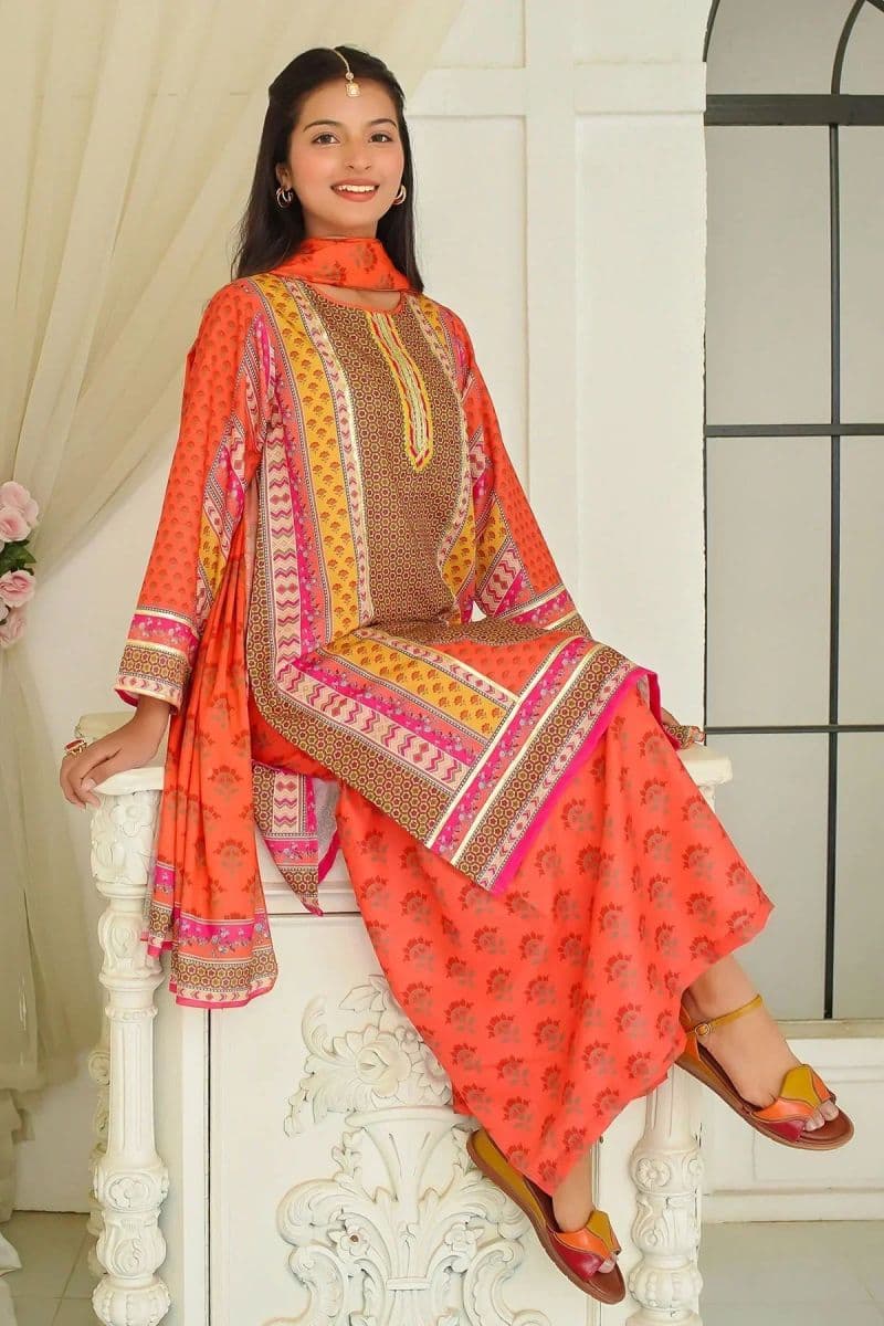 Poly Lawn Digital Printed 3 Pc Suit thumbnail