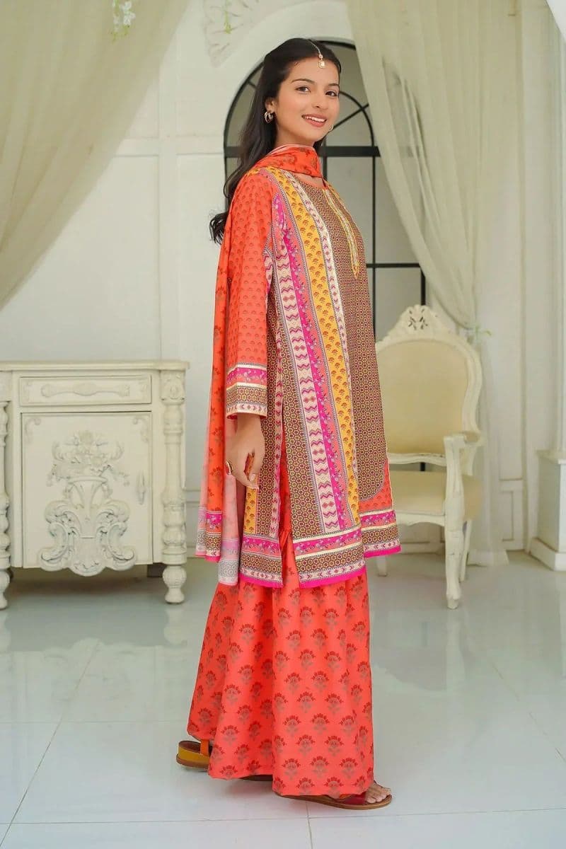 Poly Lawn Digital Printed 3 Pc Suit thumbnail