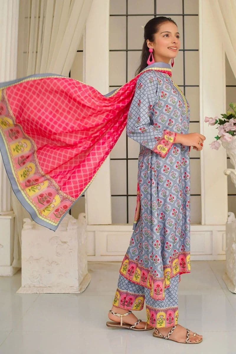 Poly Lawn Digital Printed 3 Pc Suit