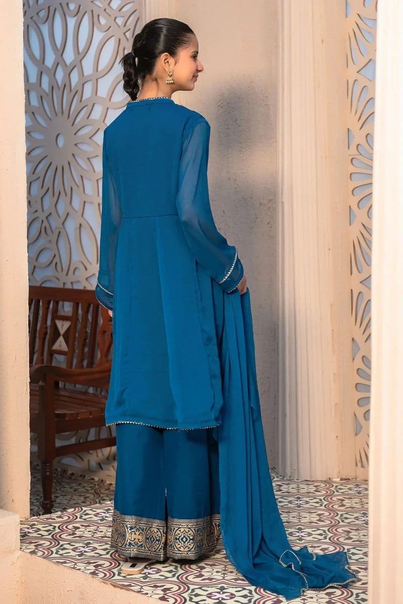 Chiffon Hand Adda Work 3 Pc Suit