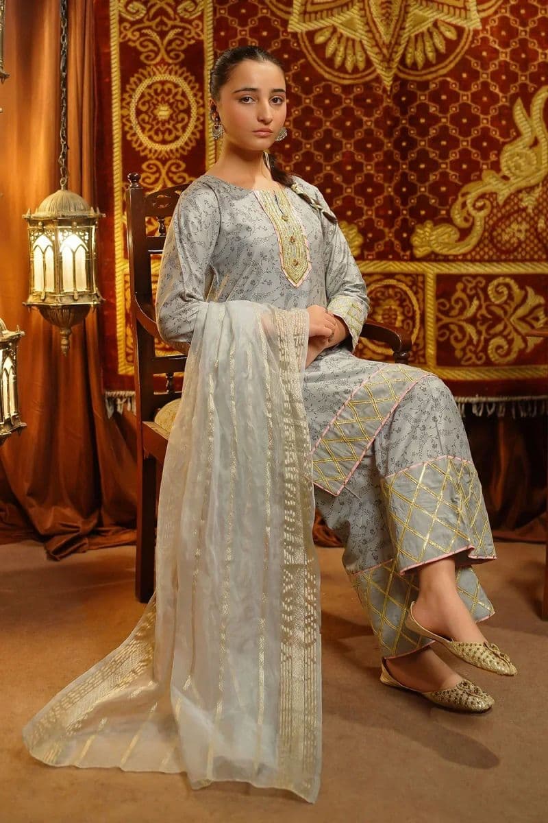 Cotton Silk Embellished 3 Pc Suit
