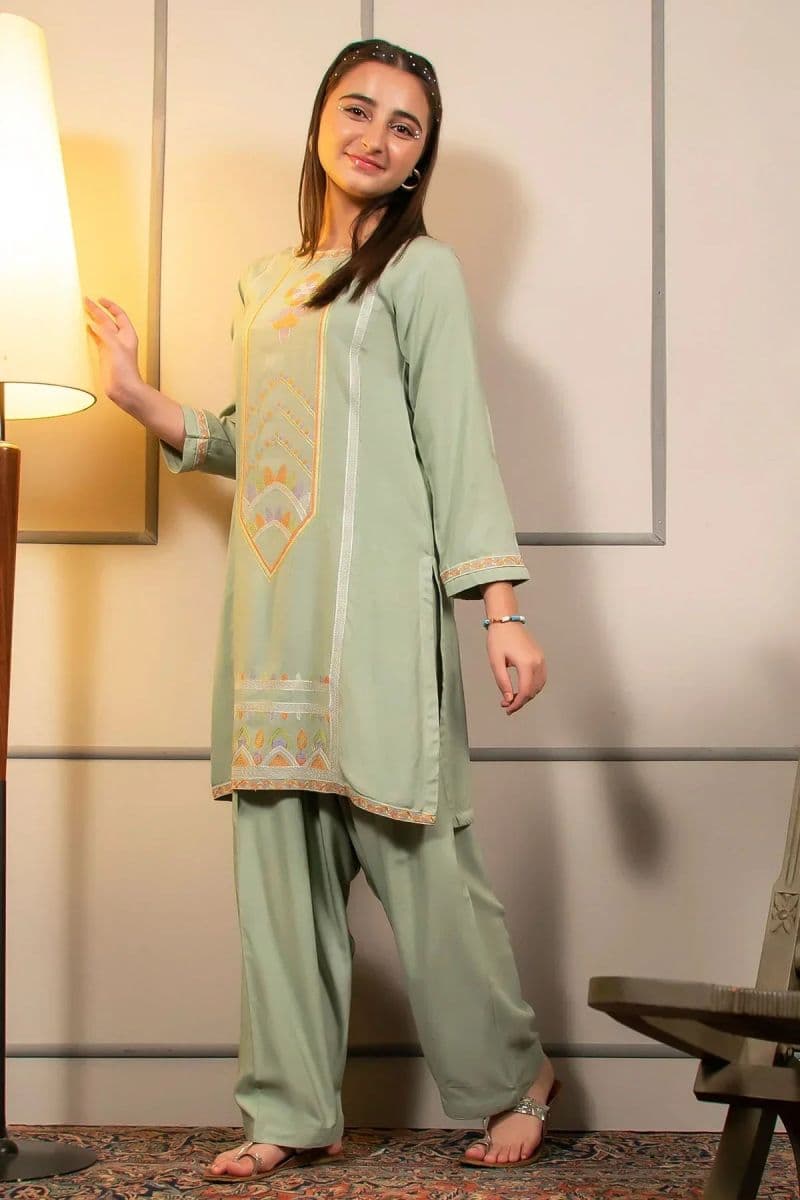 Cotton Embroidered 2 Pc Suit
