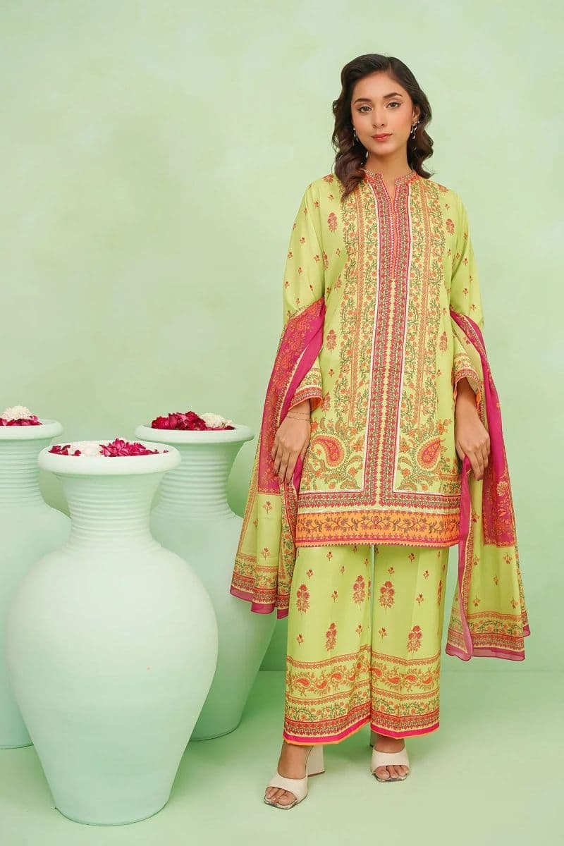 Womens Poly Lawn Digital Printed 3 Pc Suit