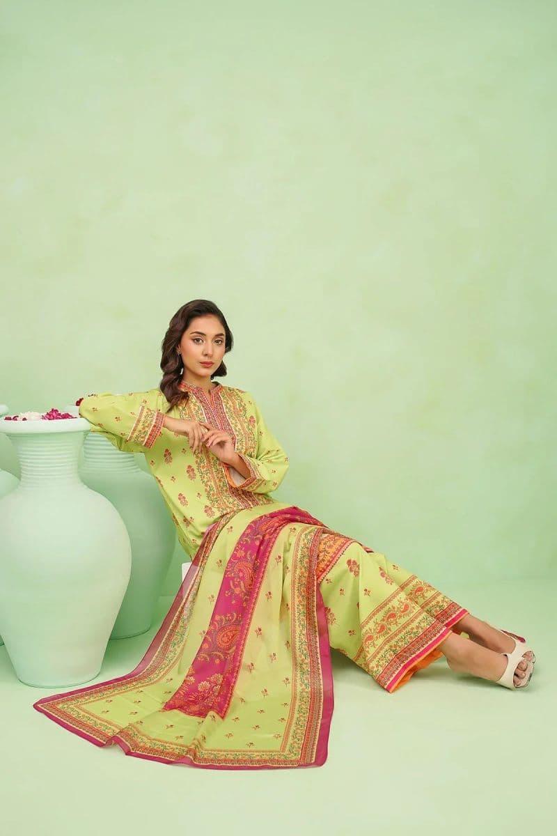 Womens Poly Lawn Digital Printed 3 Pc Suit