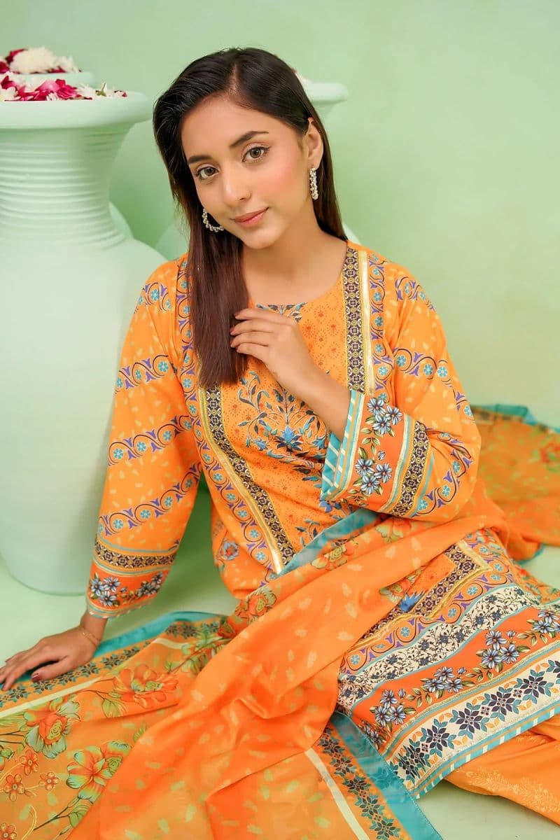 Womens Poly Lawn Digital Printed 3 Pc Suit