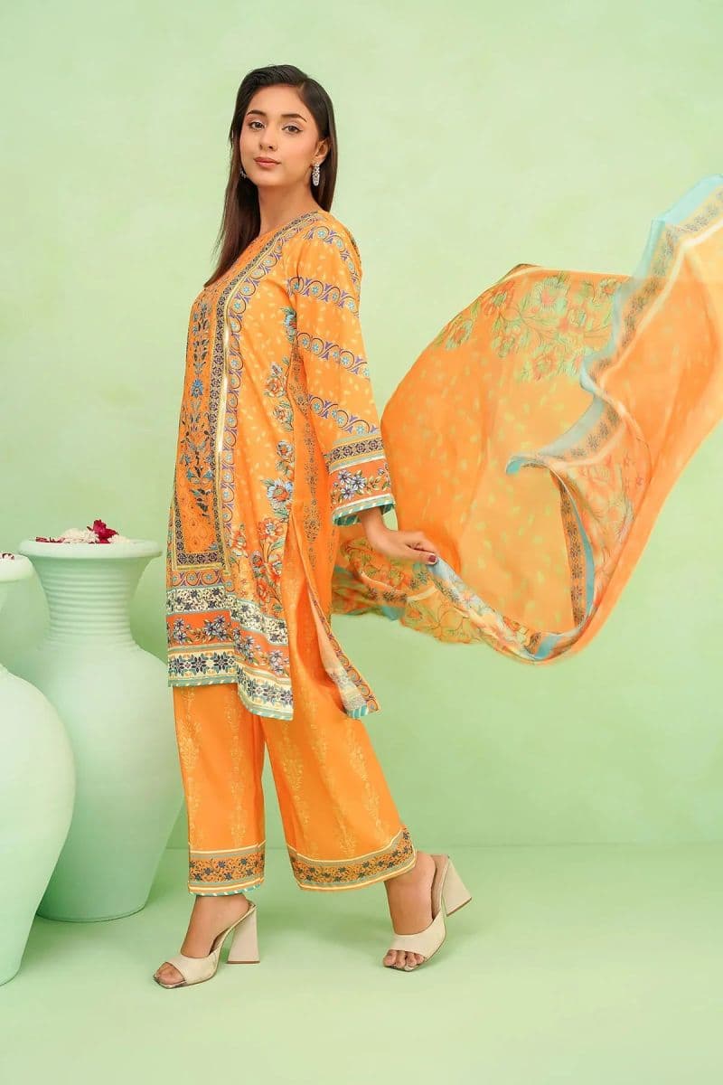 Womens Poly Lawn Digital Printed 3 Pc Suit