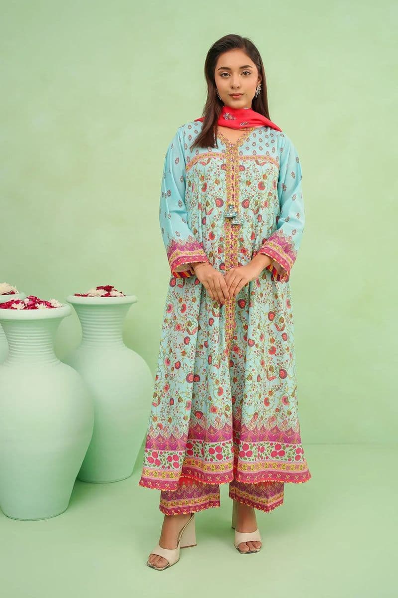 Womens Poly Lawn Digital Printed 3 Pc Suit