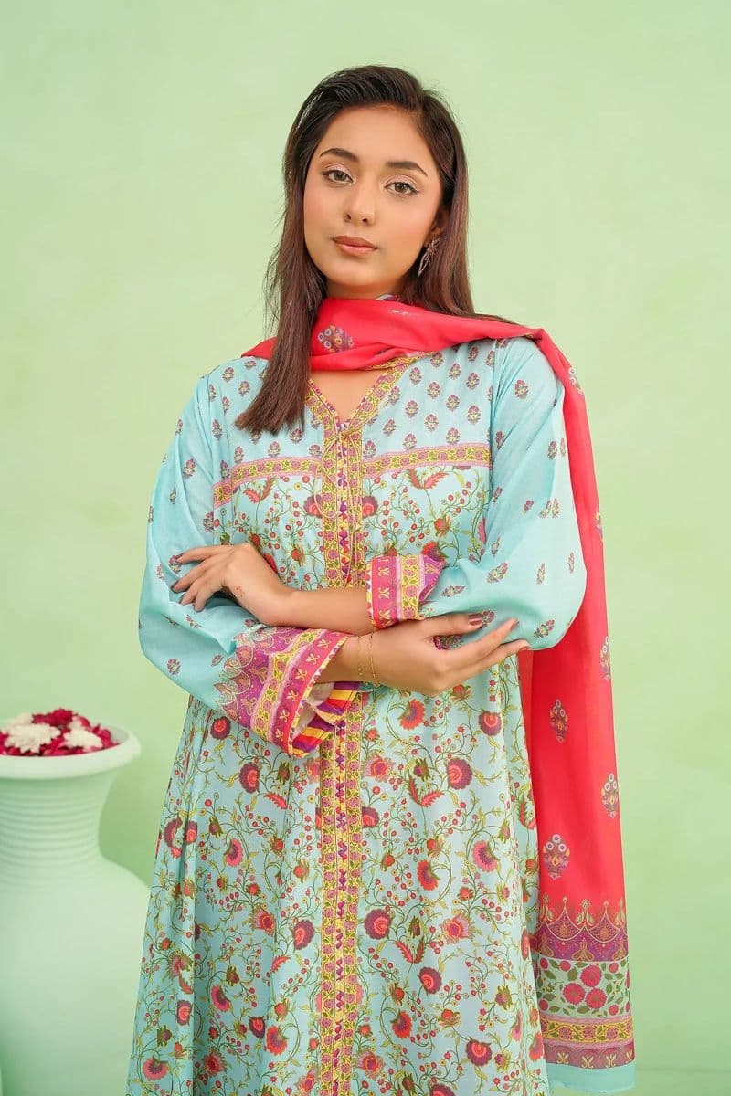Womens Poly Lawn Digital Printed 3 Pc Suit