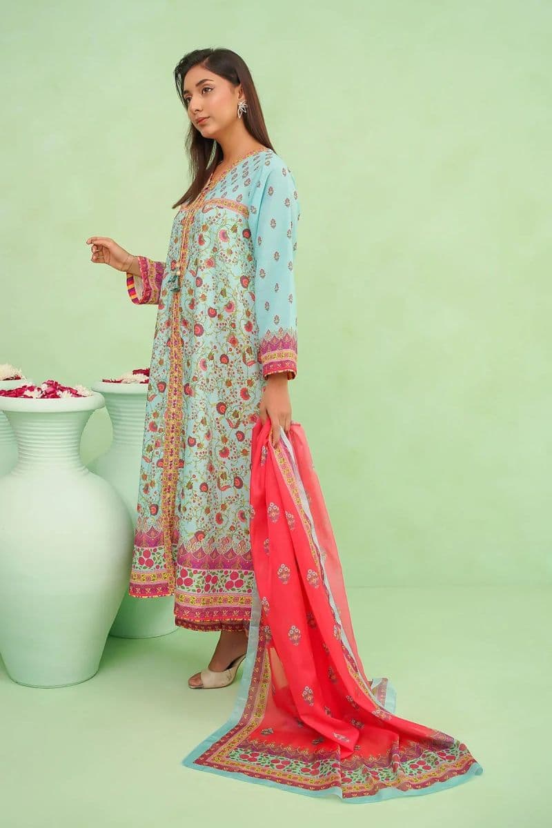Womens Poly Lawn Digital Printed 3 Pc Suit
