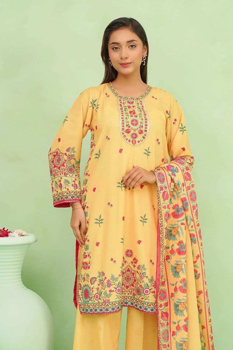 Womens Poly Lawn Digital Printed 3 Pc Suit