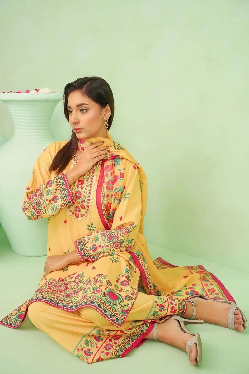 Womens Poly Lawn Digital Printed 3 Pc Suit