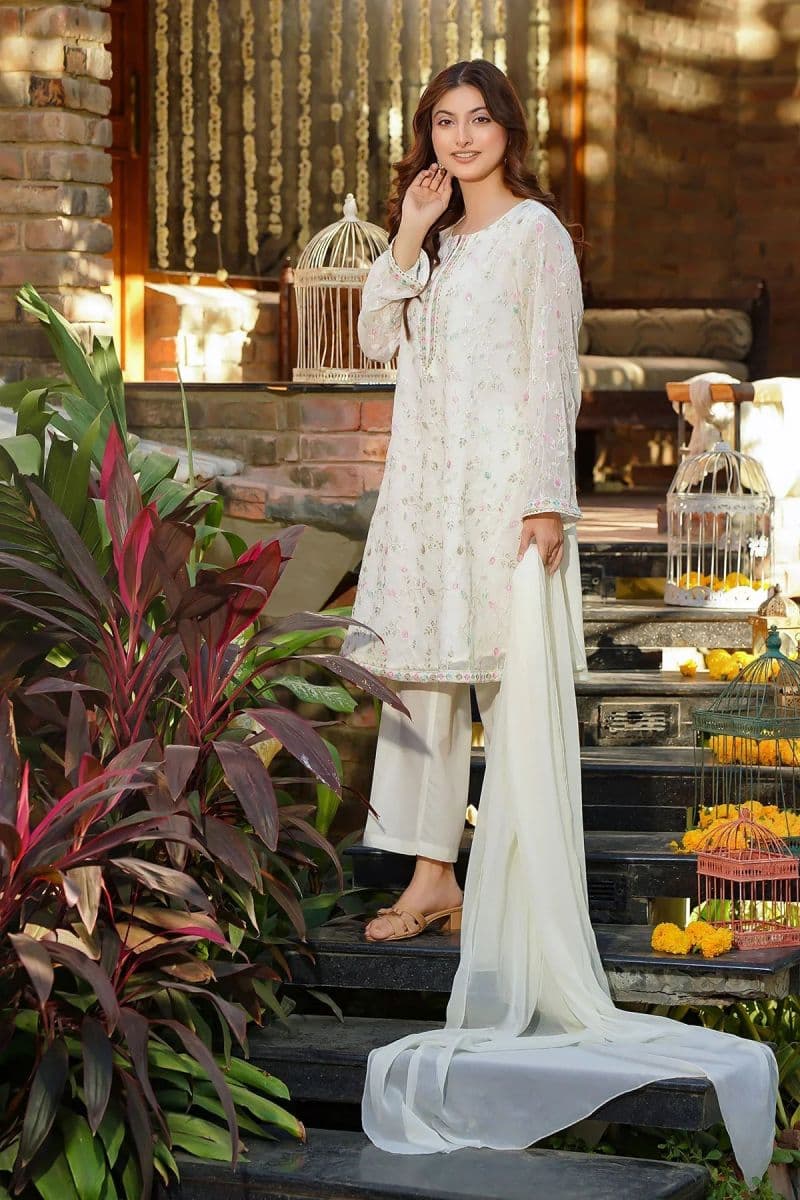Womens Chiffon Embroidered 3 Pc Suit thumbnail