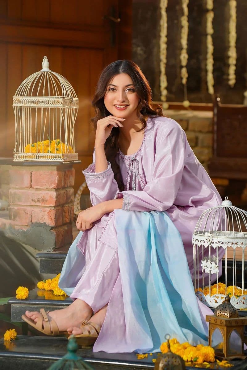 Womens Cotton Silk Hand Adda Work 3 Pc Suit