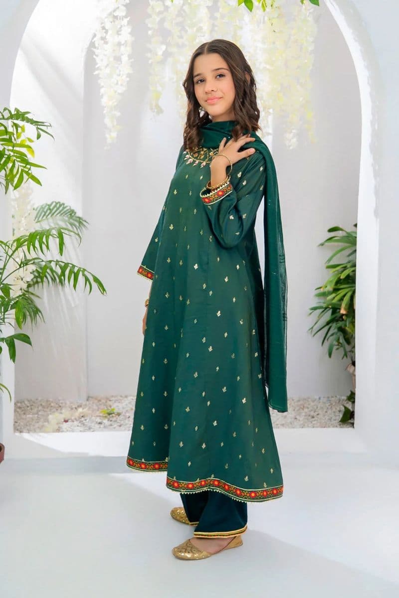 Cotton Jacquard Hand Adda Work 3 Pc Suit thumbnail