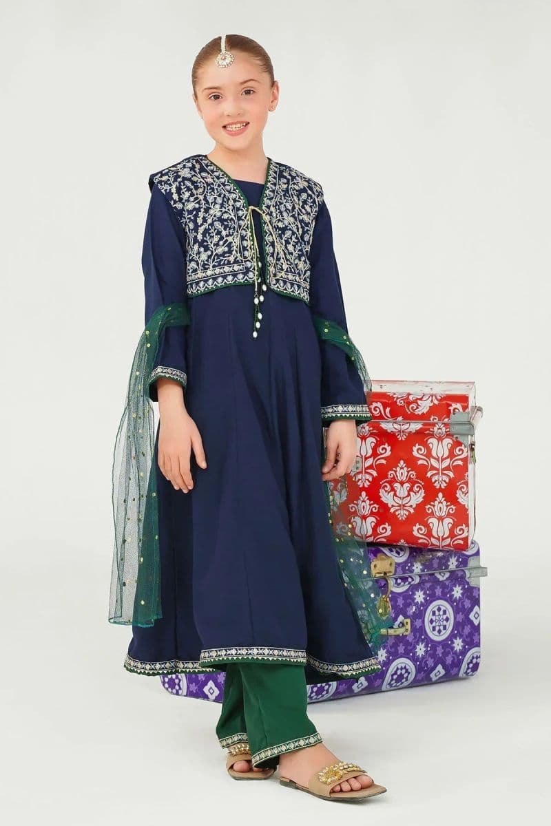 Raw Silk Embroidered 3 Pc Suit