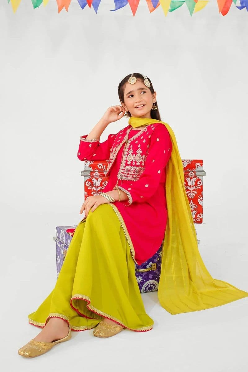 Raw Silk Embroidered 3 Pc Suit thumbnail