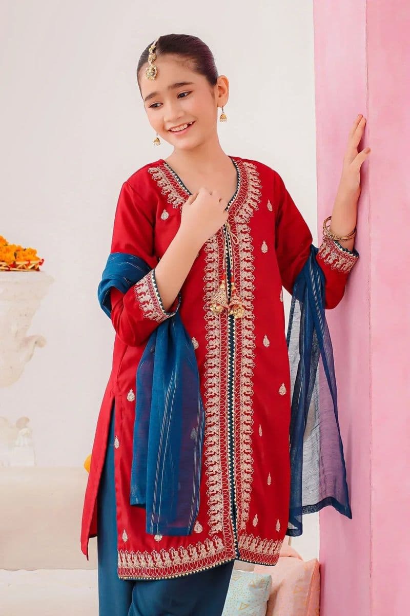 Raw Silk Embroidered 3 Pc Suit thumbnail