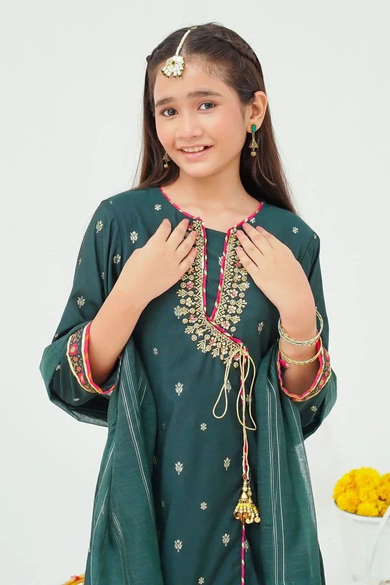 Cotton Jacquard Hand Adda Work 3 Pc Suit thumbnail