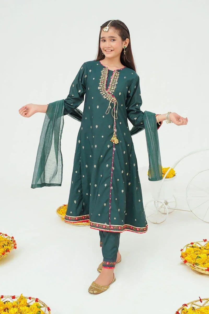 Cotton Jacquard Hand Adda Work 3 Pc Suit thumbnail
