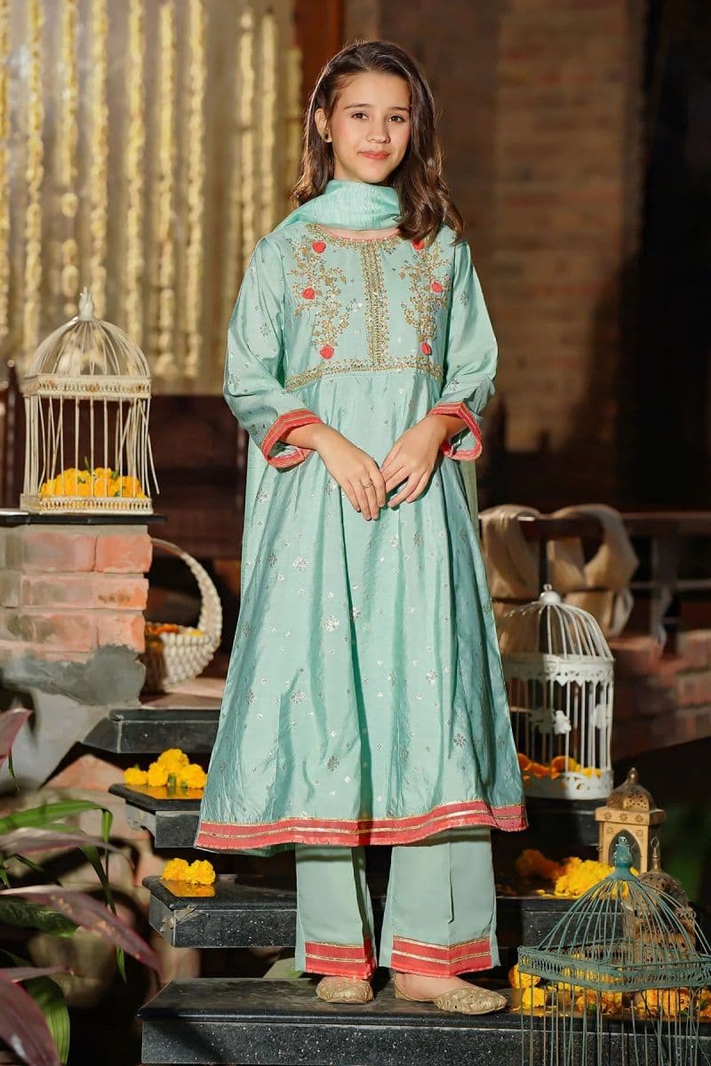 Viscose Jacquard Hand Adda Work 3 Pc Suit thumbnail