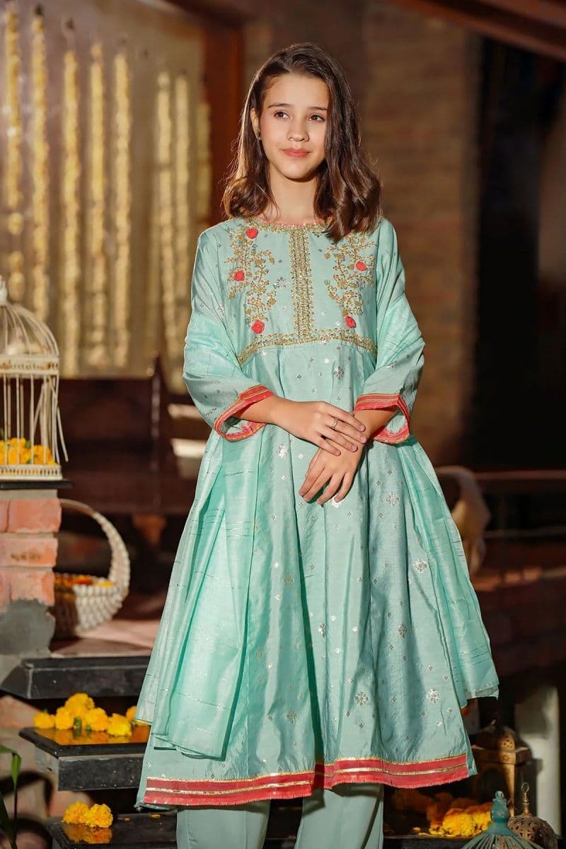 Viscose Jacquard Hand Adda Work 3 Pc Suit thumbnail