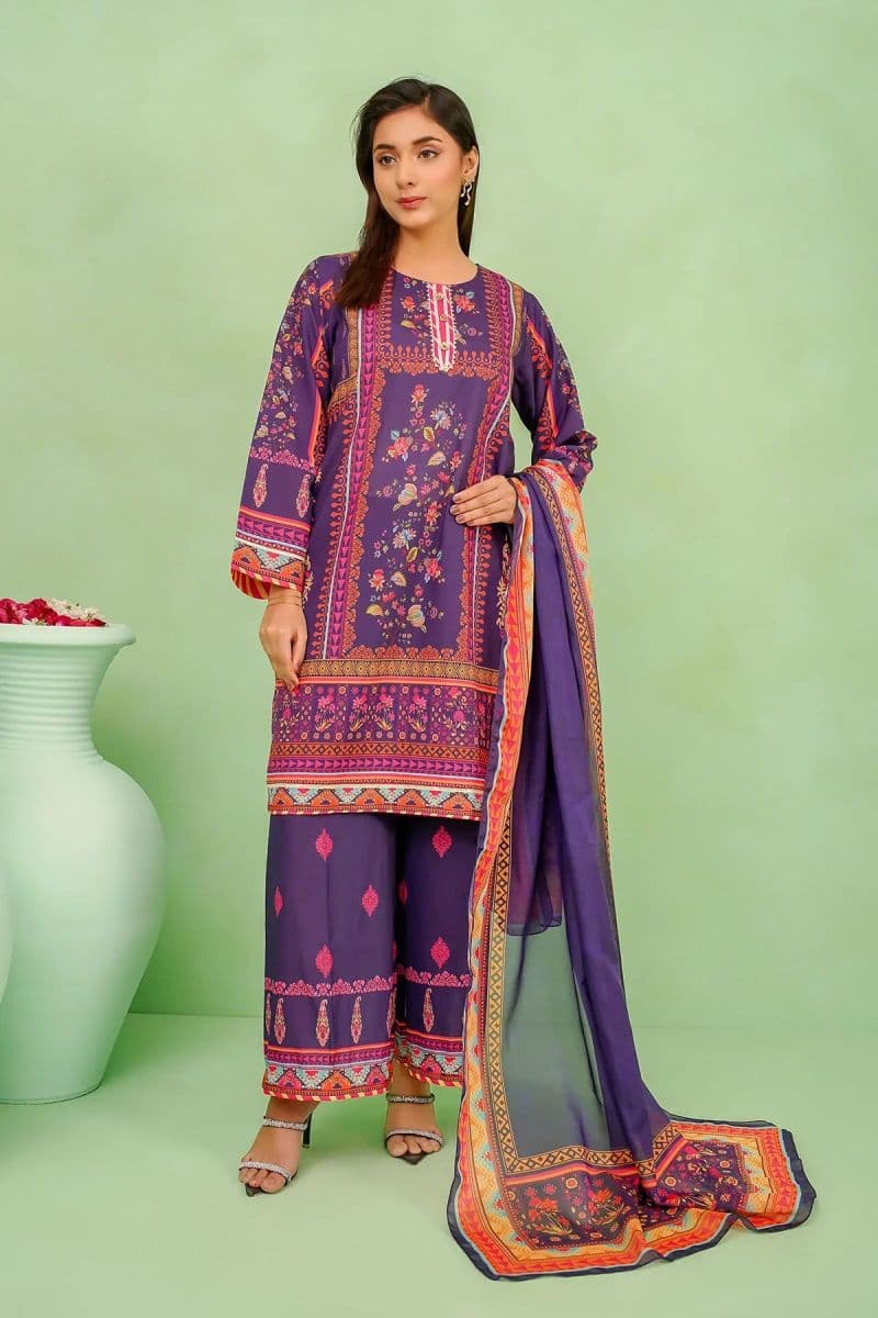 Womens Poly Lawn Digital Printed 3 Pc Suit thumbnail