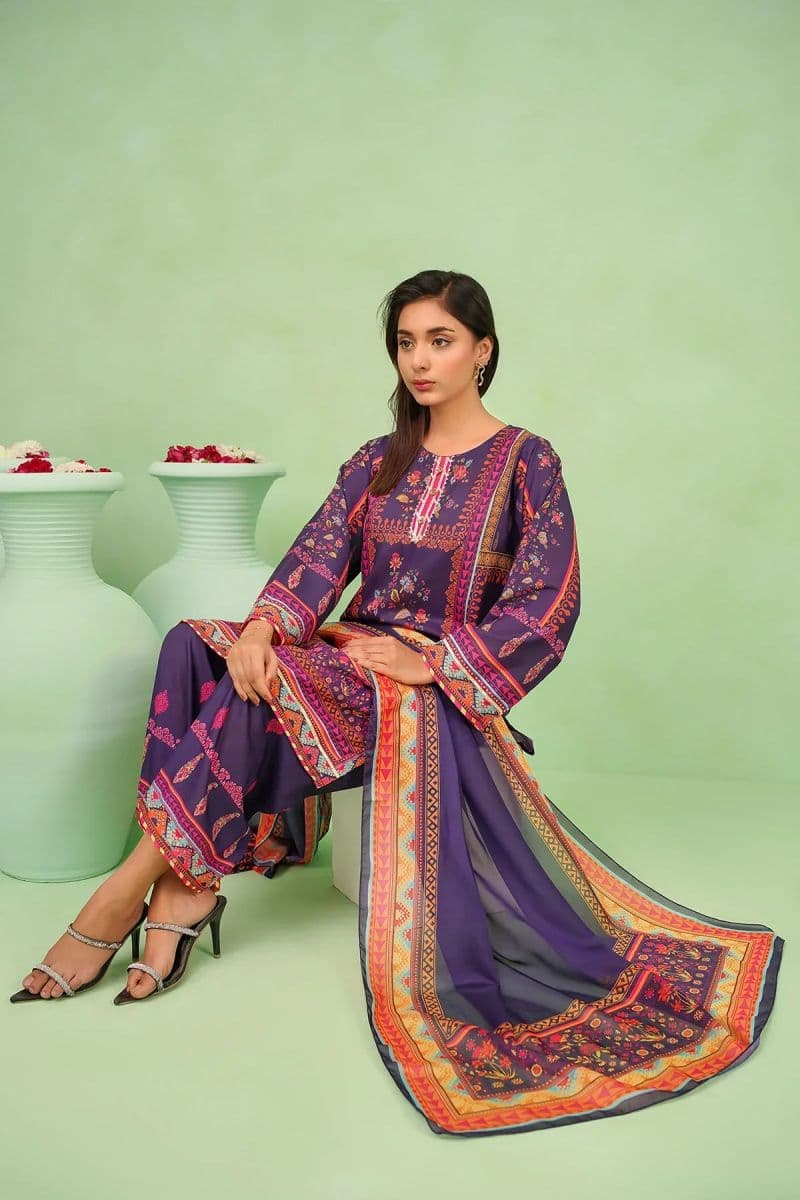 Womens Poly Lawn Digital Printed 3 Pc Suit thumbnail