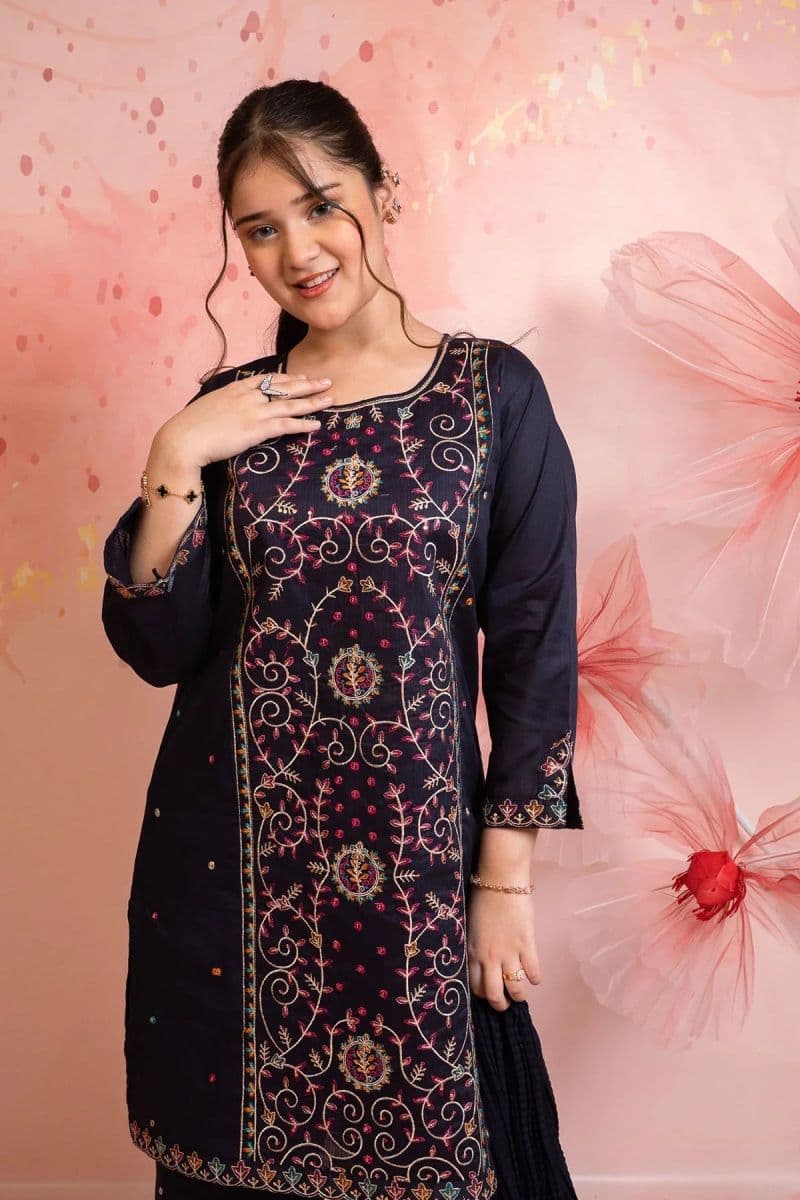 Cotton Embroidered 3 Pc Suit