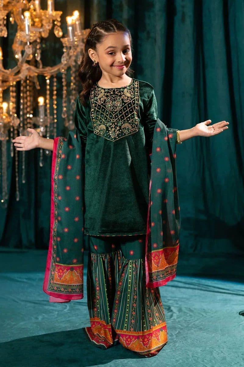 Velvet Hand Adda Work 3 Pc Suit Mini thumbnail
