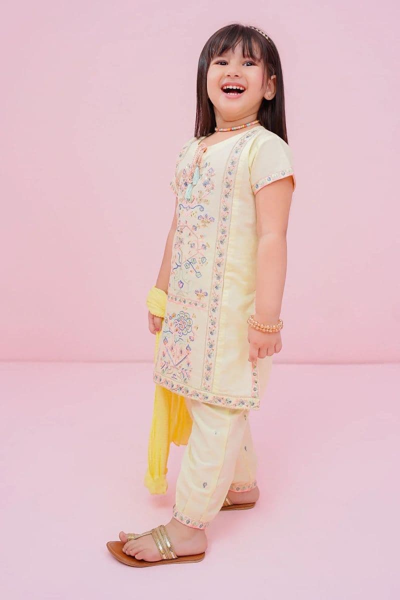 Cotton Embroidered 3 Pc Suit