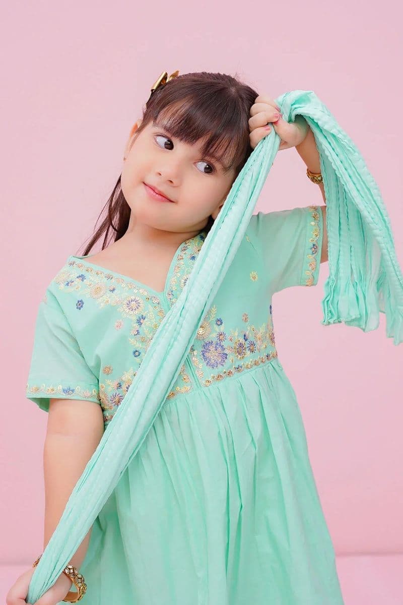Cotton Embroidered 3 Pc Suit