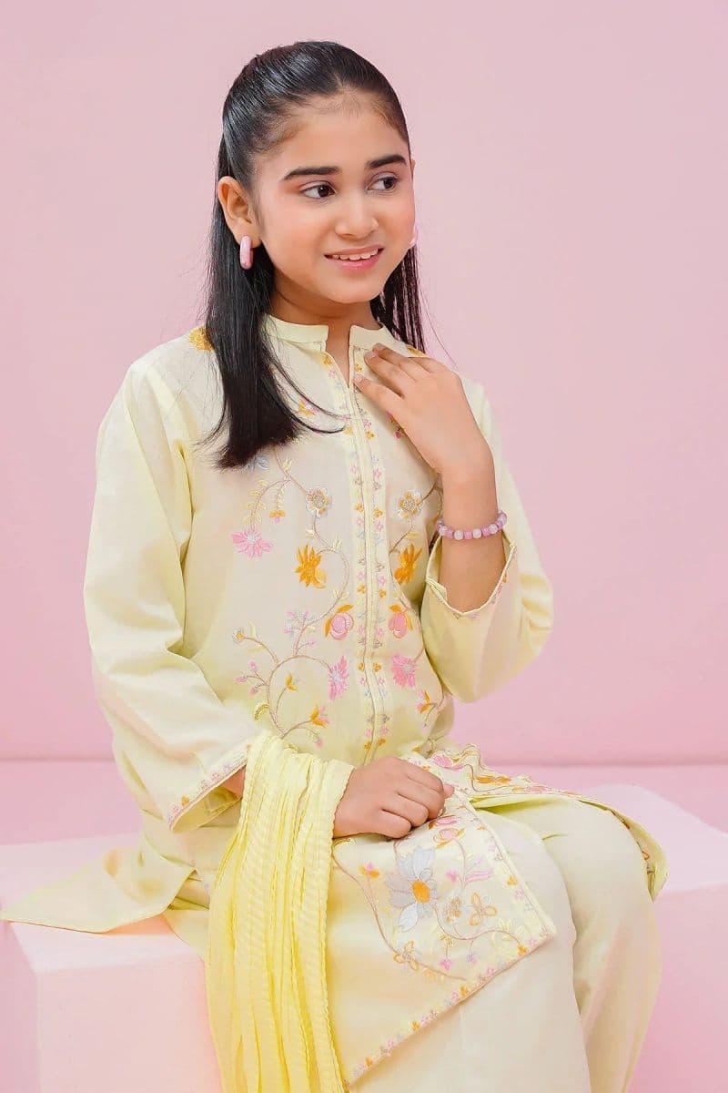 Cotton Embroidered 3 Pc Suit