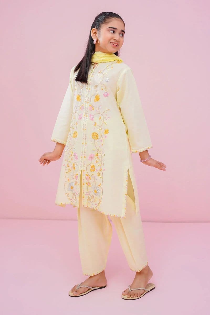 Cotton Embroidered 3 Pc Suit