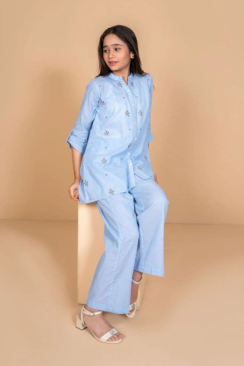 Chambray Cotton Embroidered 2 Pc Suit thumbnail