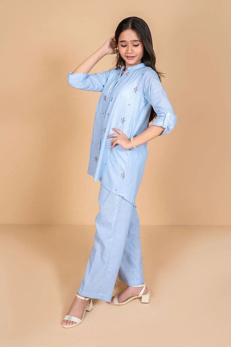 Chambray Cotton Embroidered 2 Pc Suit thumbnail