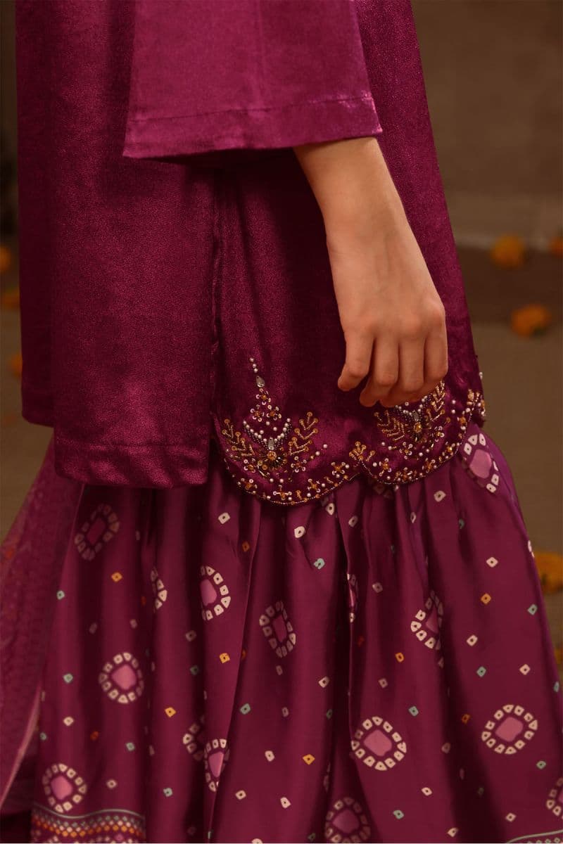 Velvet Hand Adda Work 3 Pc Suit