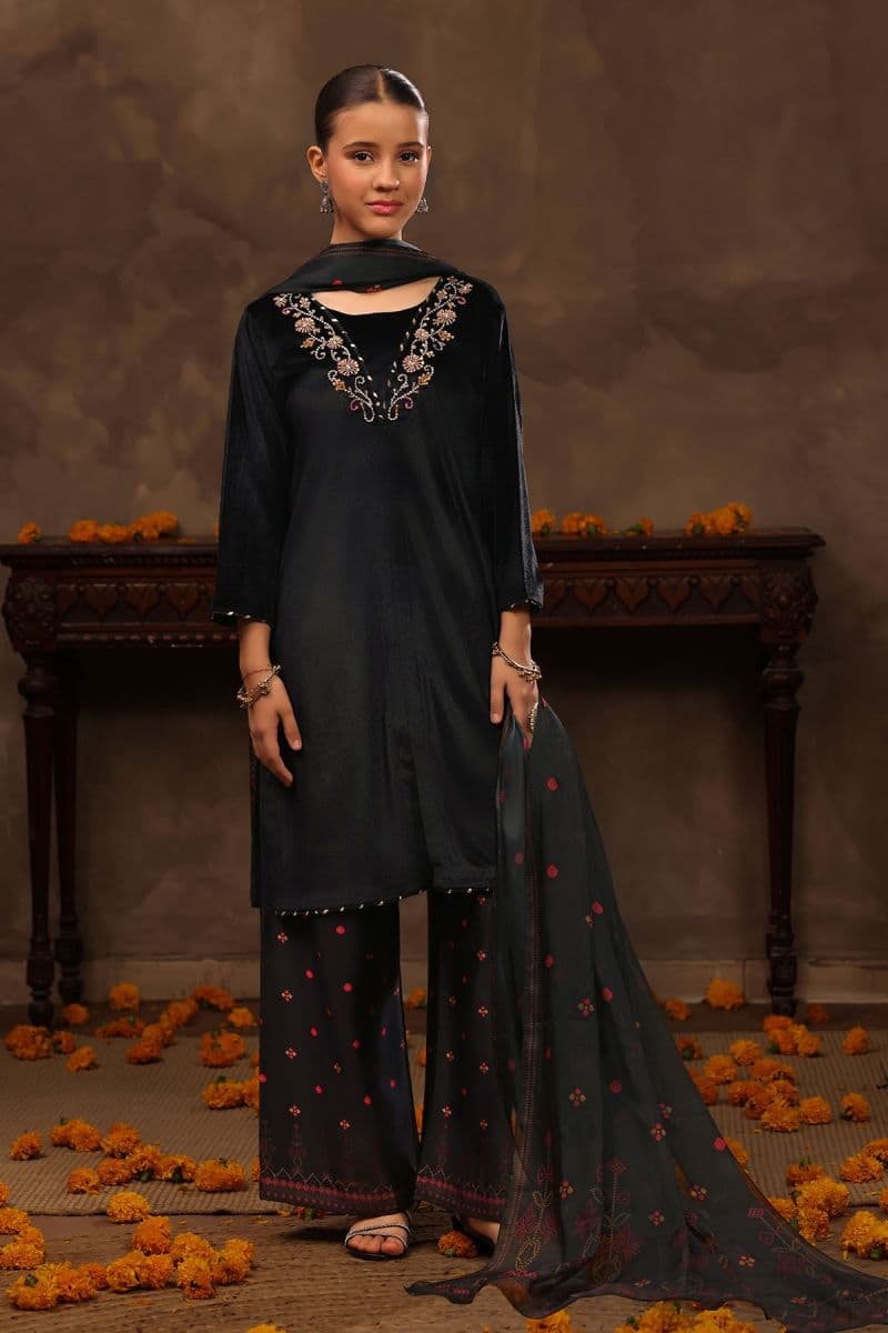 Velvet Hand Adda Work 3 Pc Suit