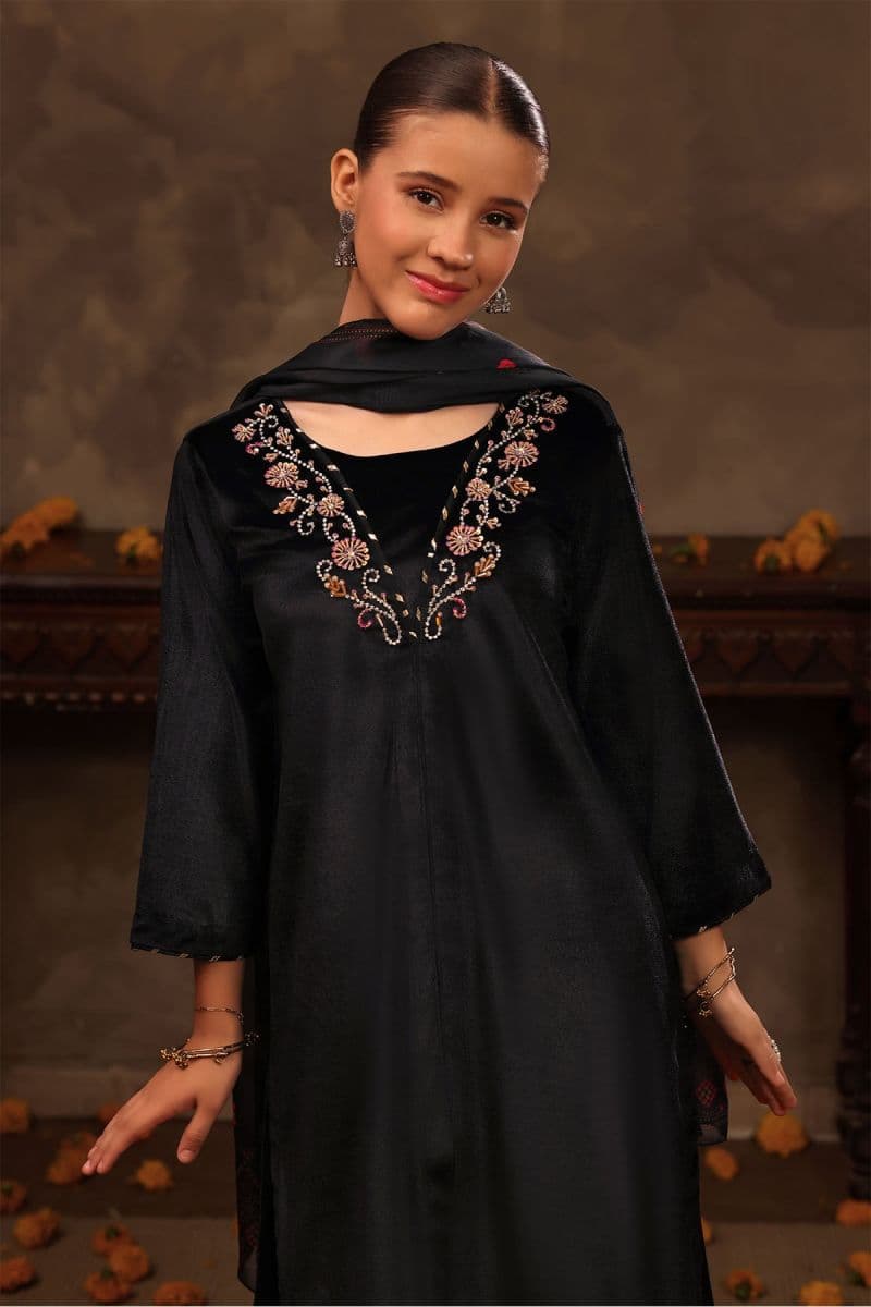 Velvet Hand Adda Work 3 Pc Suit