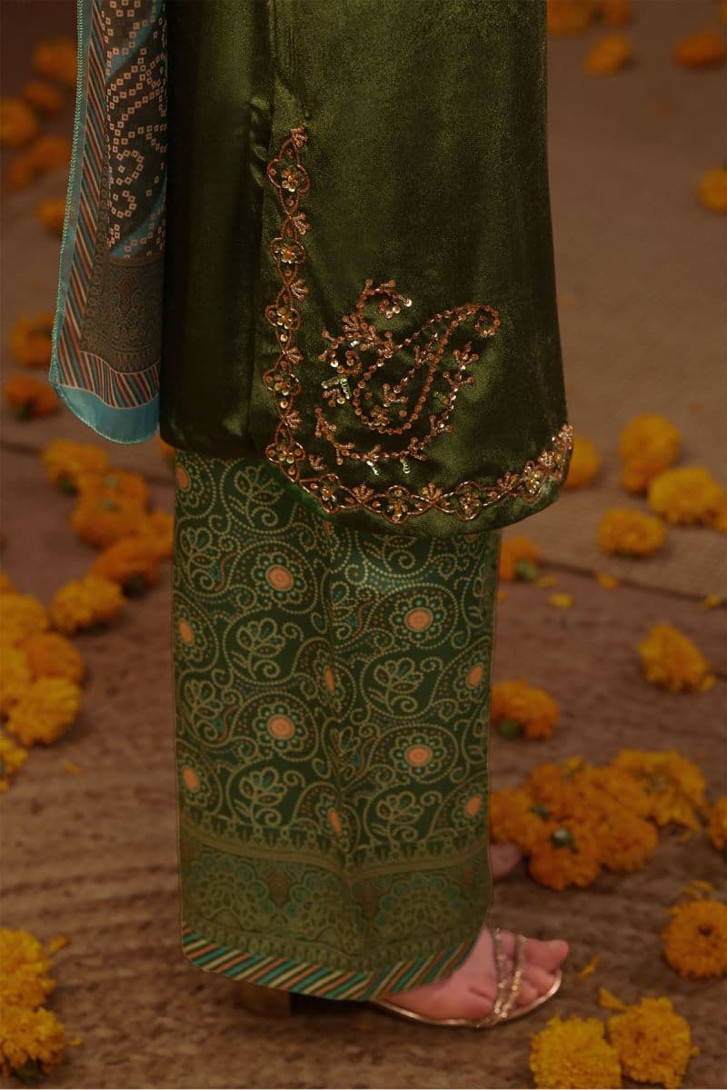 Velvet Hand Adda Work 3 Pc Suit