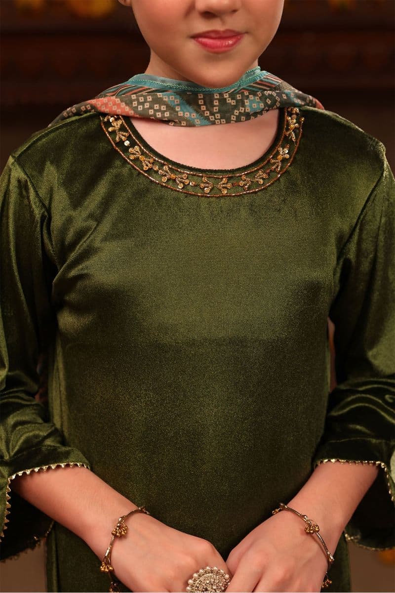 Velvet Hand Adda Work 3 Pc Suit