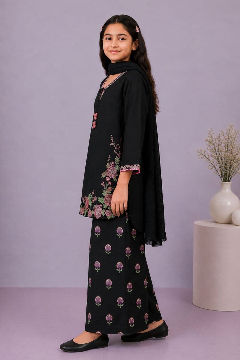 Cotton Embroidered 3 Pc Suit