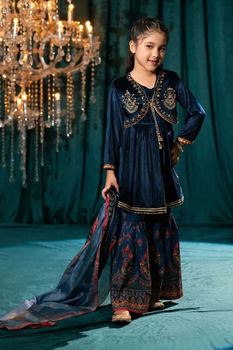 Velvet Hand Adda Work 3 Pc Suit Mini