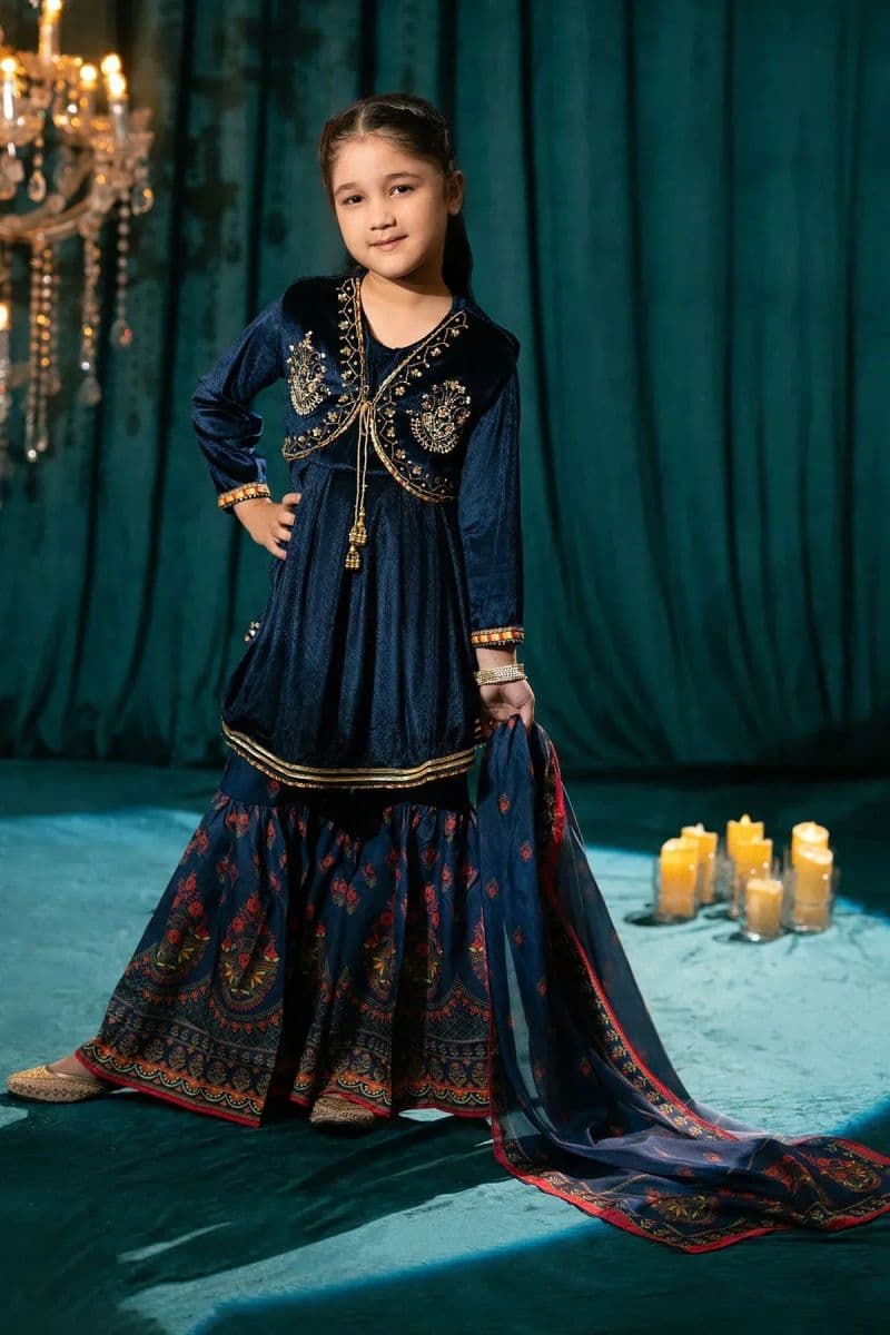Velvet Hand Adda Work 3 Pc Suit Mini