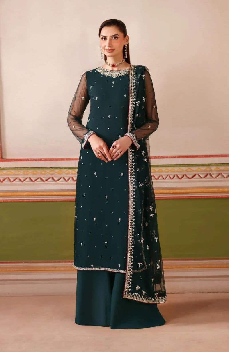 Embroidered Raw Silk Unstitched Suit (HF-02) thumbnail
