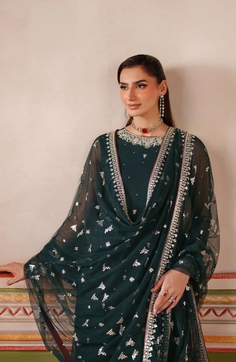 Embroidered Raw Silk Unstitched Suit (HF-02) thumbnail