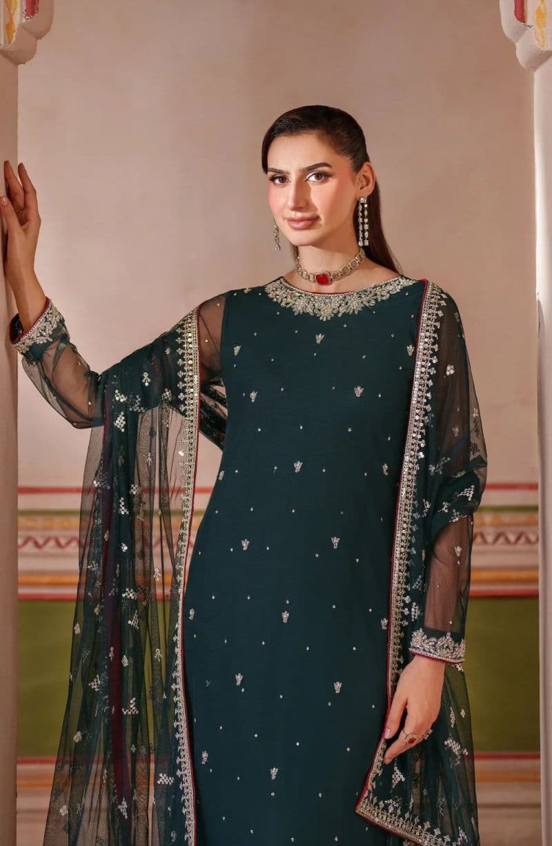 Embroidered Raw Silk Unstitched Suit (HF-02) thumbnail