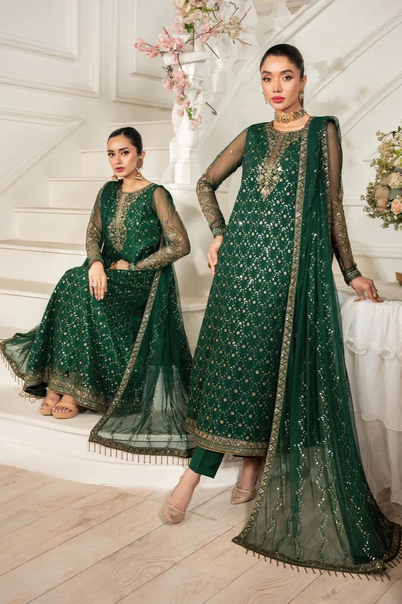 Embroidered Raw Silk Unstitched Suit (ZNAF-03) thumbnail